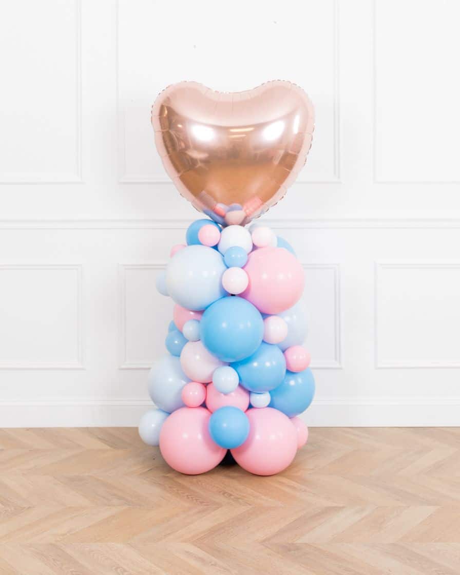 Petits Pastels – Heart Foil Balloon Column – 4ft | Rental