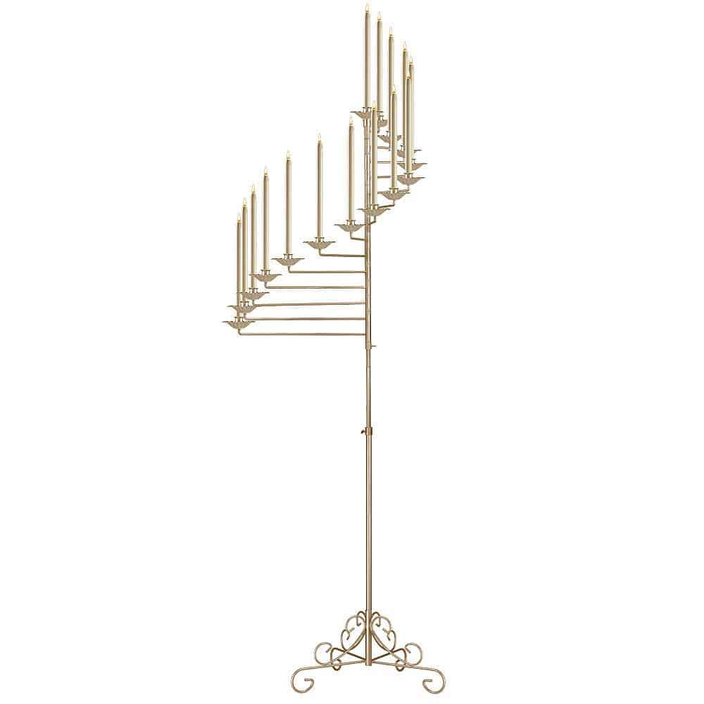 15-Light Spiral Candelabra – Gold | Rental