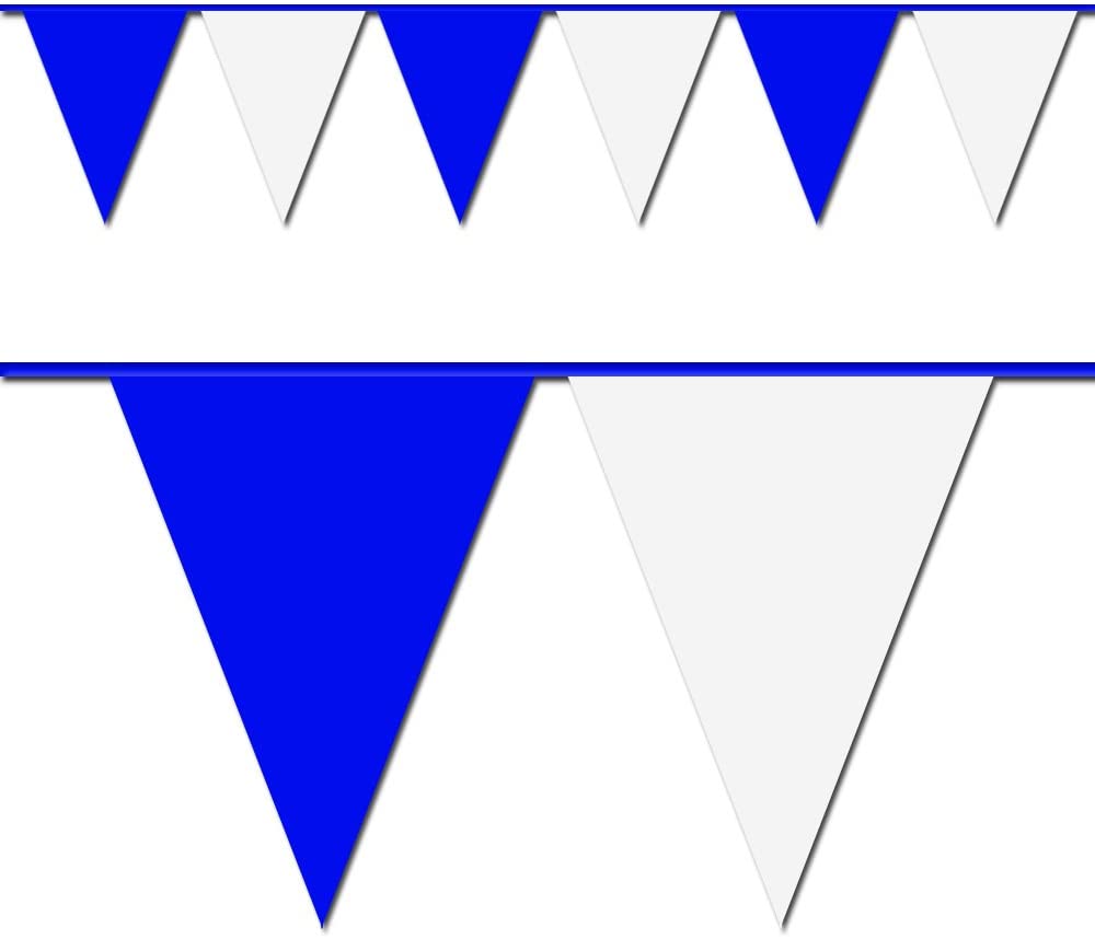 100 ft. Blue and White Triangle Pennant Flag | Rental