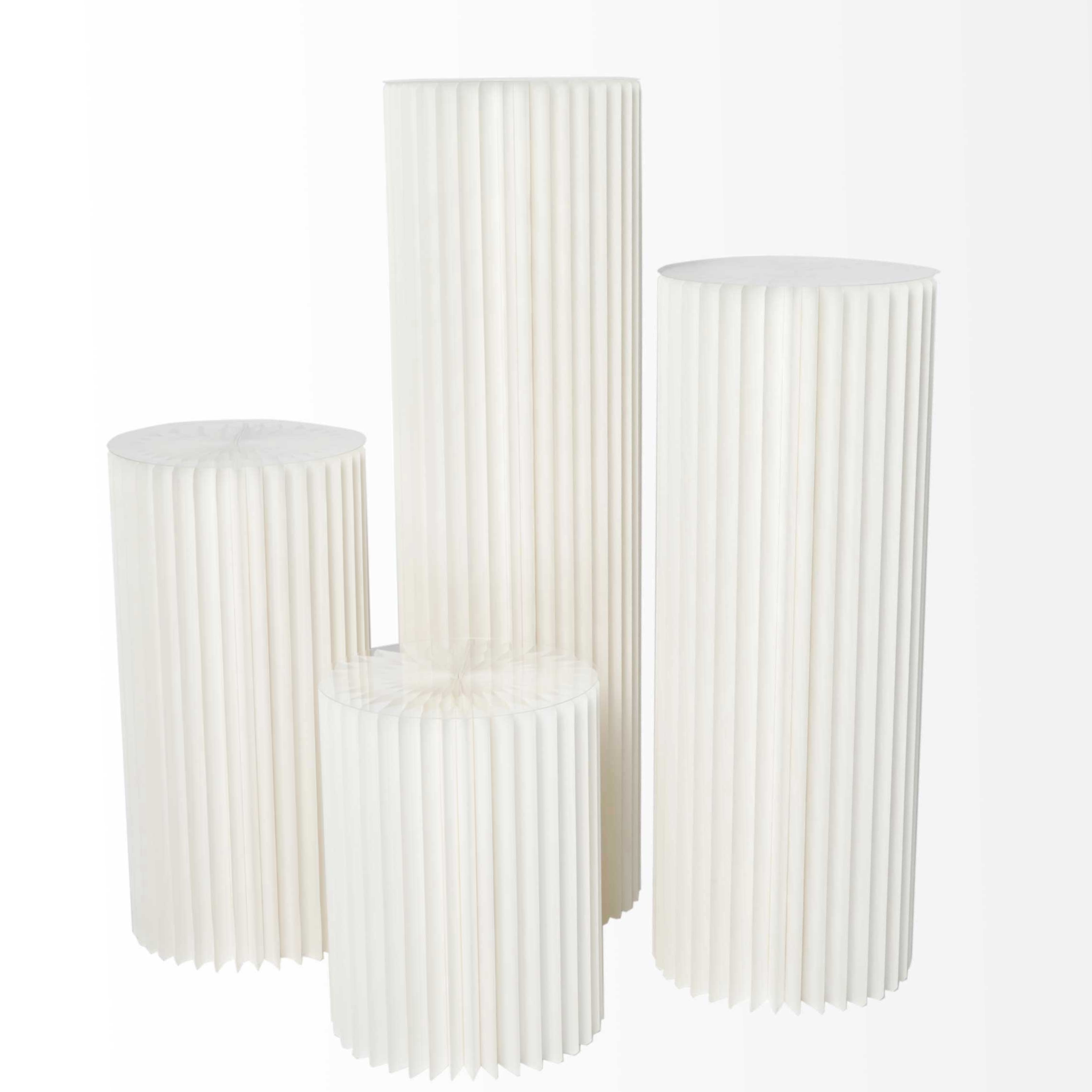 Accordion Foldable Paper Pedestal Display Stand with Top Plate 4 pcs/set – White | Rental Accordion Foldable Paper Pedestal Display Stand with Top Plate 4 pcs/set – White | Rental