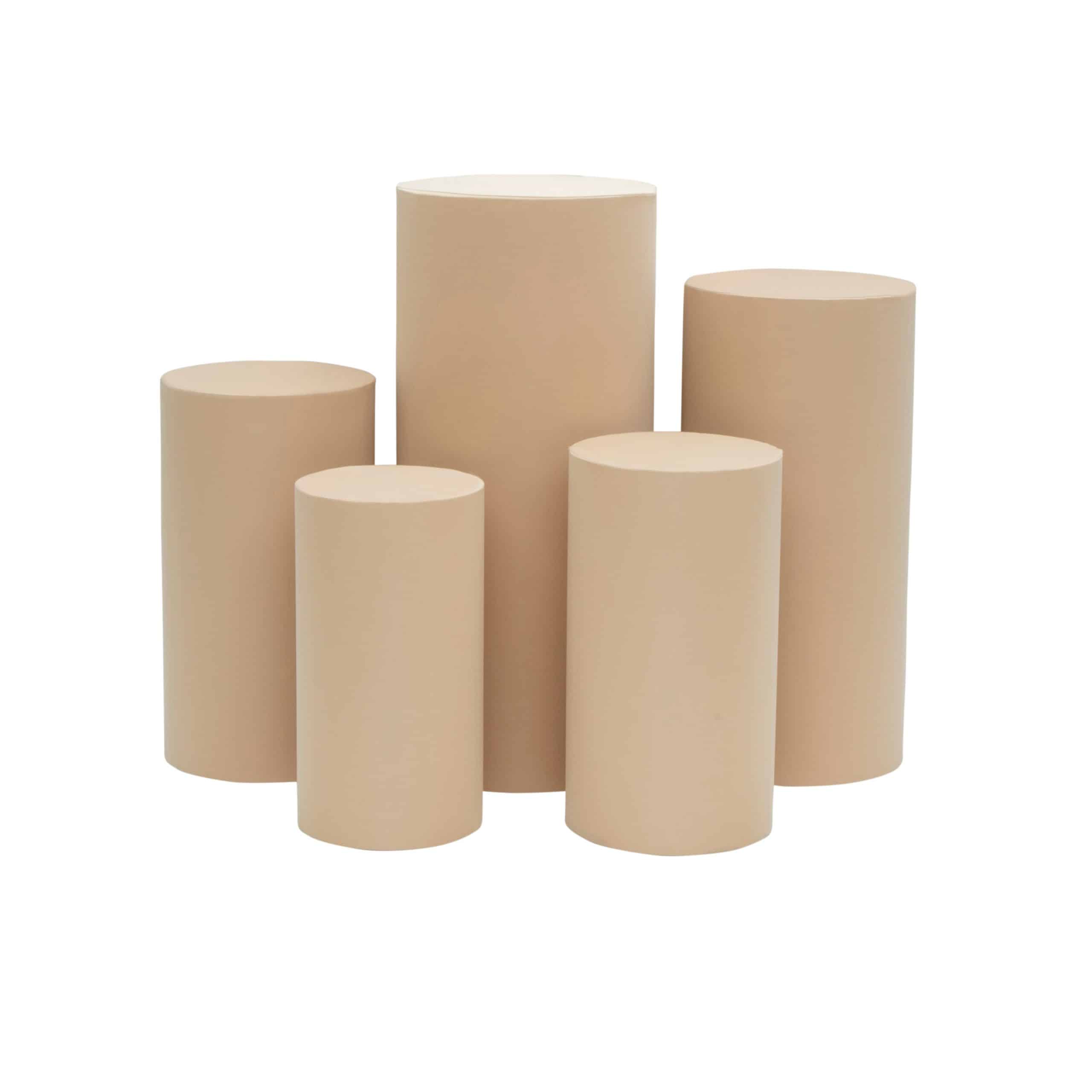 Spandex Pillar Covers for Metal Cylinder Pedestal Stands 5 pcs/set – Champagne | Rental Spandex Pillar Covers for Metal Cylinder Pedestal Stands 5 pcs/set – Champagne | Rental