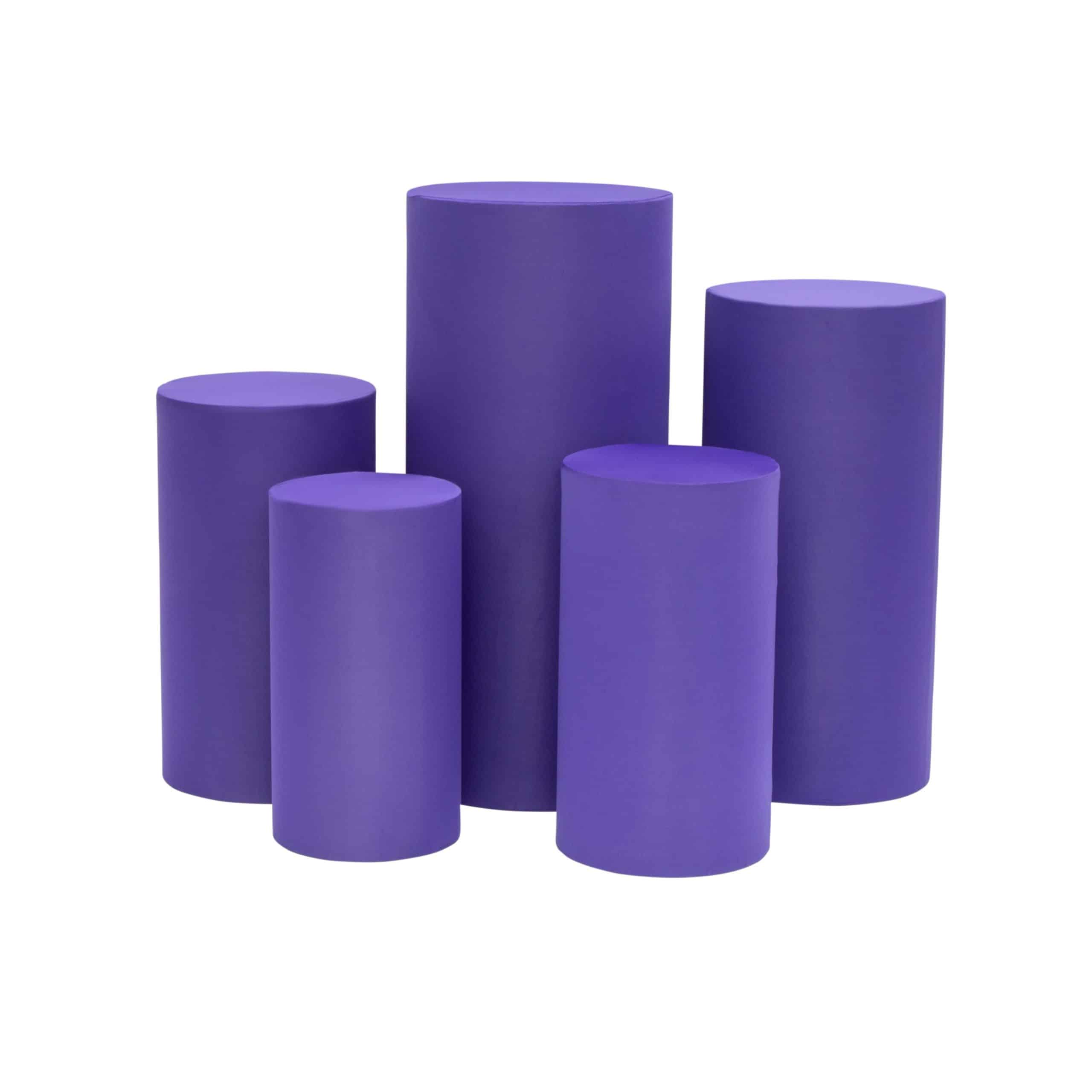 Spandex Pillar Covers for Metal Cylinder Pedestal Stands 5 pcs/set – Purple | Rental Spandex Pillar Covers for Metal Cylinder Pedestal Stands 5 pcs/set – Purple | Rental