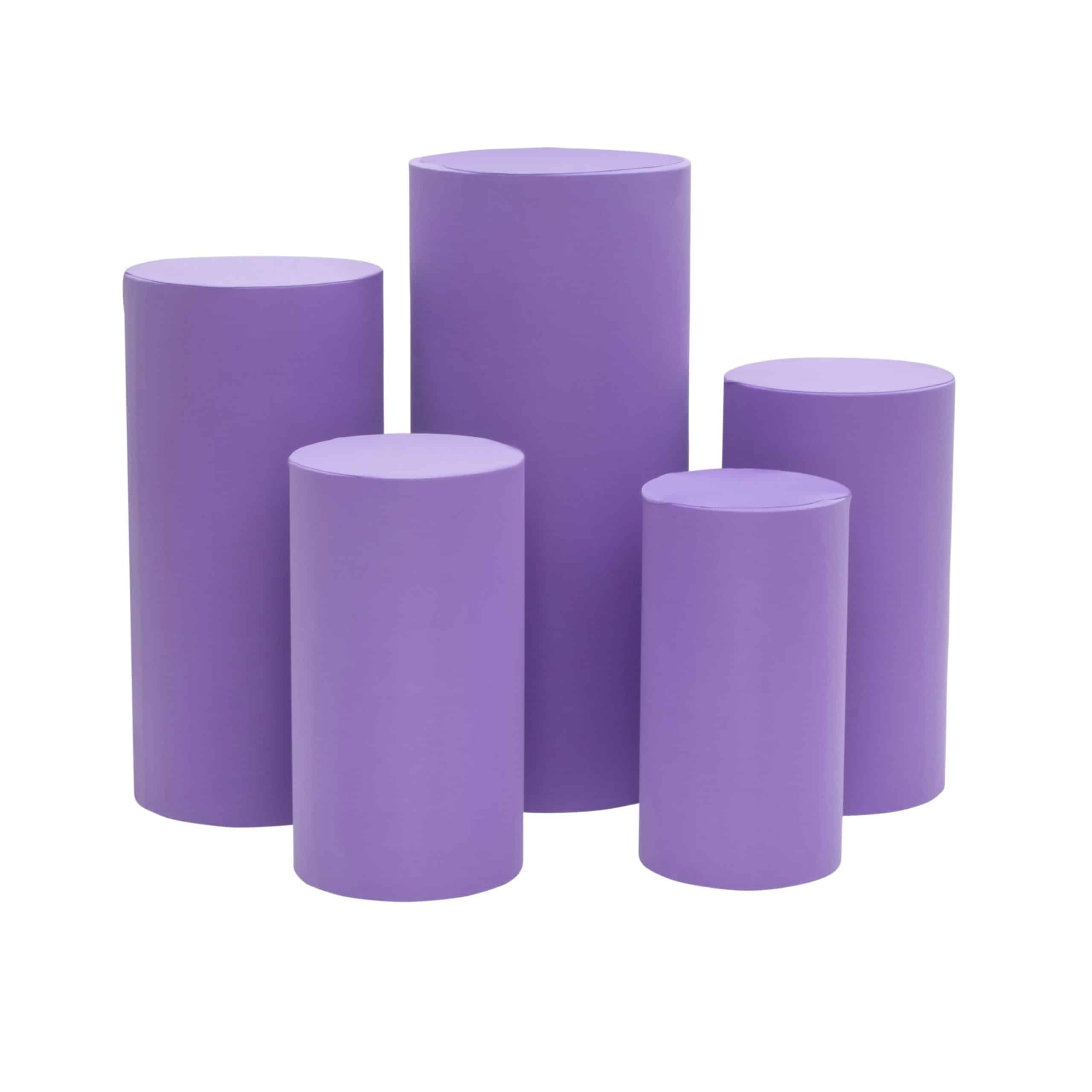 Spandex Pillar Covers for Metal Cylinder Pedestal Stands 5 pcs/set – Lavender | Rental Spandex Pillar Covers for Metal Cylinder Pedestal Stands 5 pcs/set – Lavender | Rental