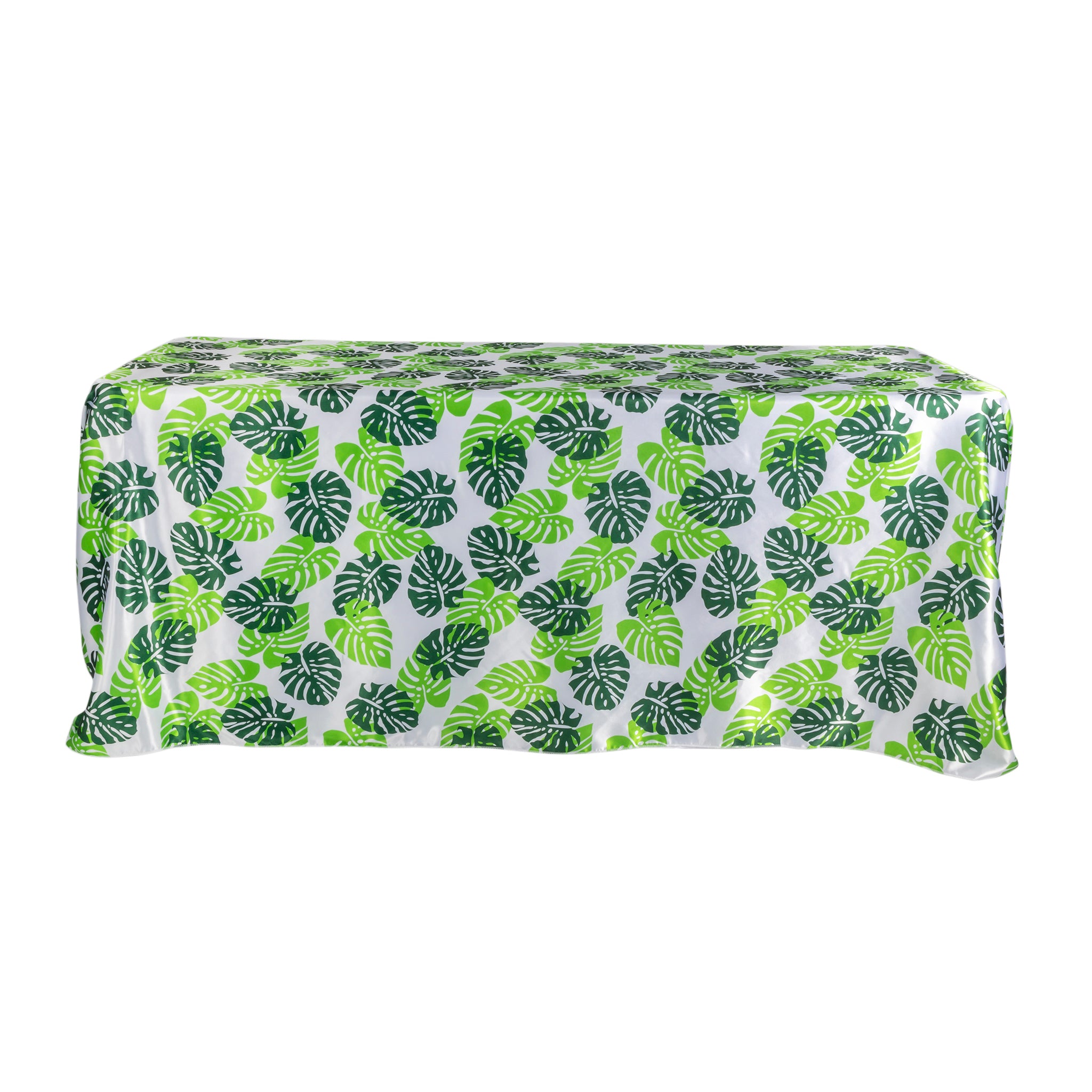 Satin Rectangular 90″x132″ Tablecloth – Tropical Palm Leaf | Rental