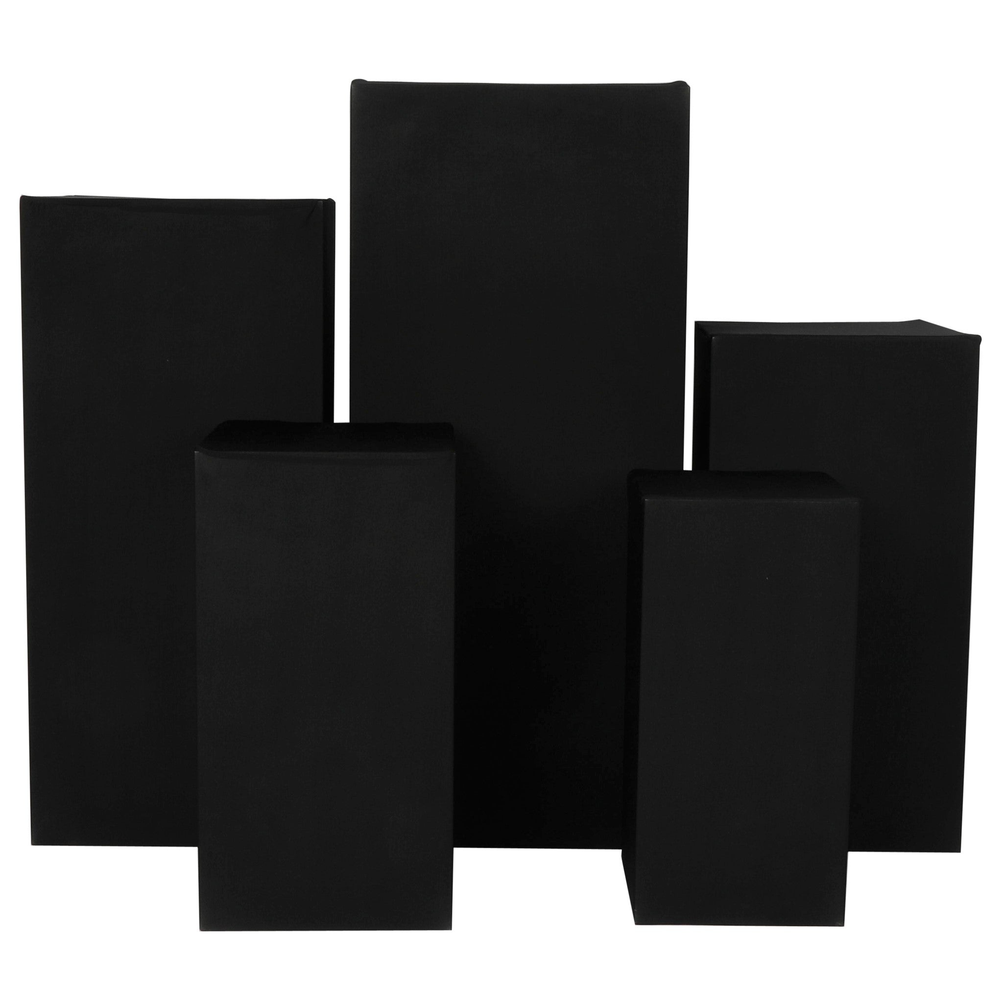 Spandex Covers for Square Metal Pillar Pedestal Stands 5 pcs/set – Black | Rental Spandex Covers for Square Metal Pillar Pedestal Stands 5 pcs/set – Black | Rental
