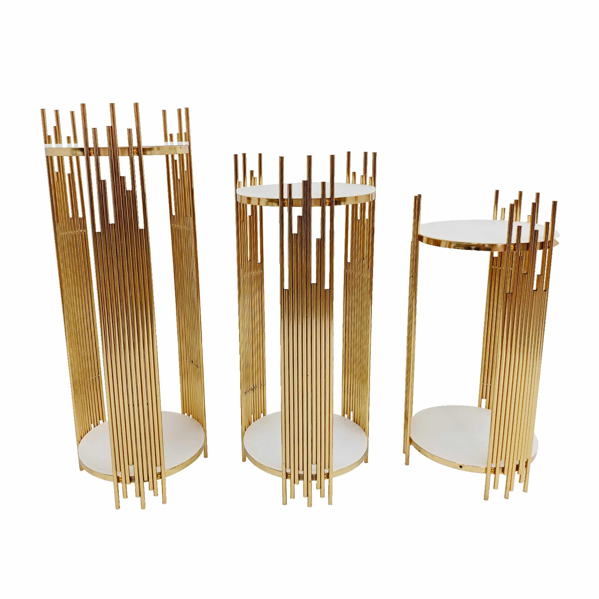 3 pcs of Gold Plinths Round Display Stand | Rental 3 pcs of Gold Plinths Round Display Stand | Rental