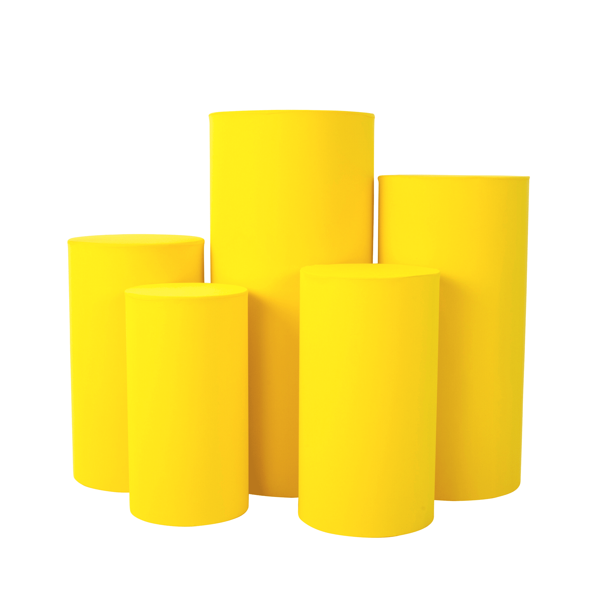 Spandex Pillar Covers for Metal Cylinder Pedestal Stands 5 pcs/set – Canary Yellow | Rental Spandex Pillar Covers for Metal Cylinder Pedestal Stands 5 pcs/set – Canary Yellow | Rental