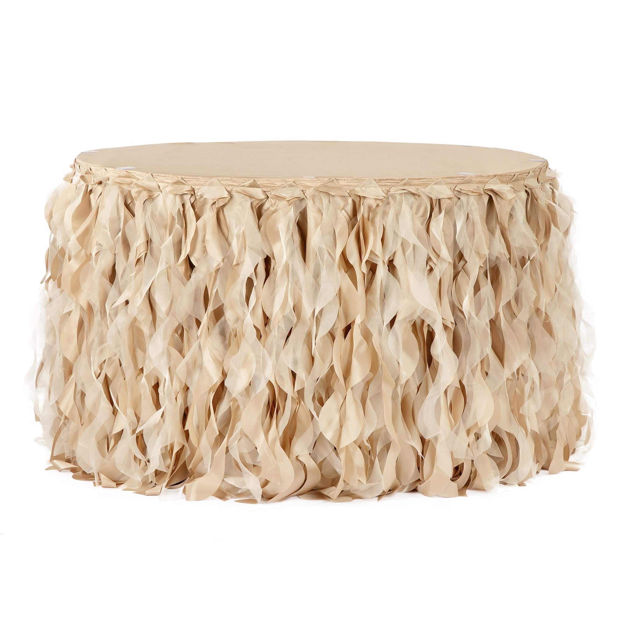 Curly Willow 17ft Table Skirt – Champagne | Rental