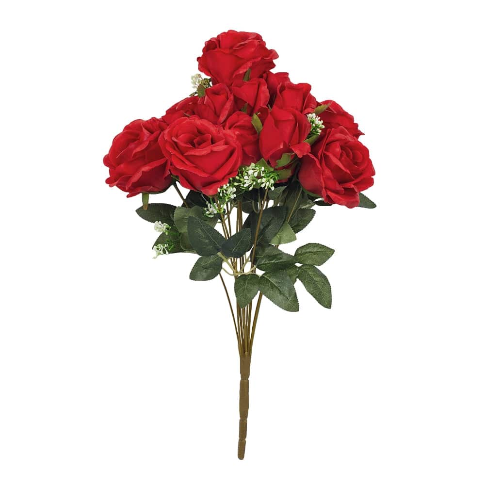 Silk Rose Bush 12 heads – Red | Rental Silk Rose Bush 12 heads – Red | Rental