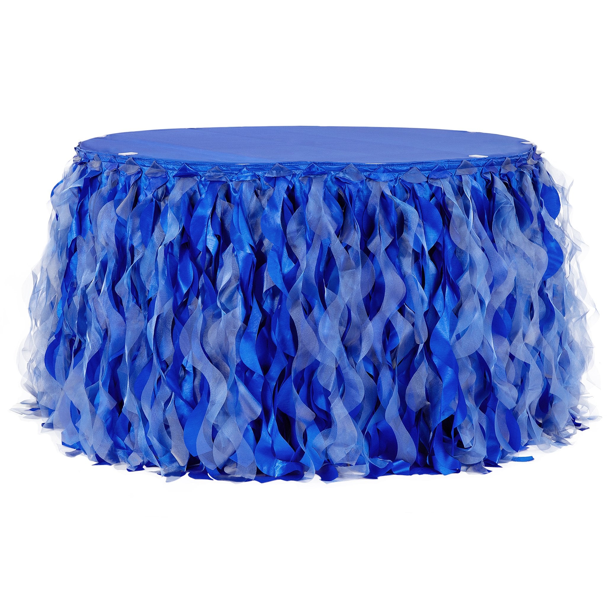 Curly Willow 17ft Table Skirt – Royal Blue | Rental