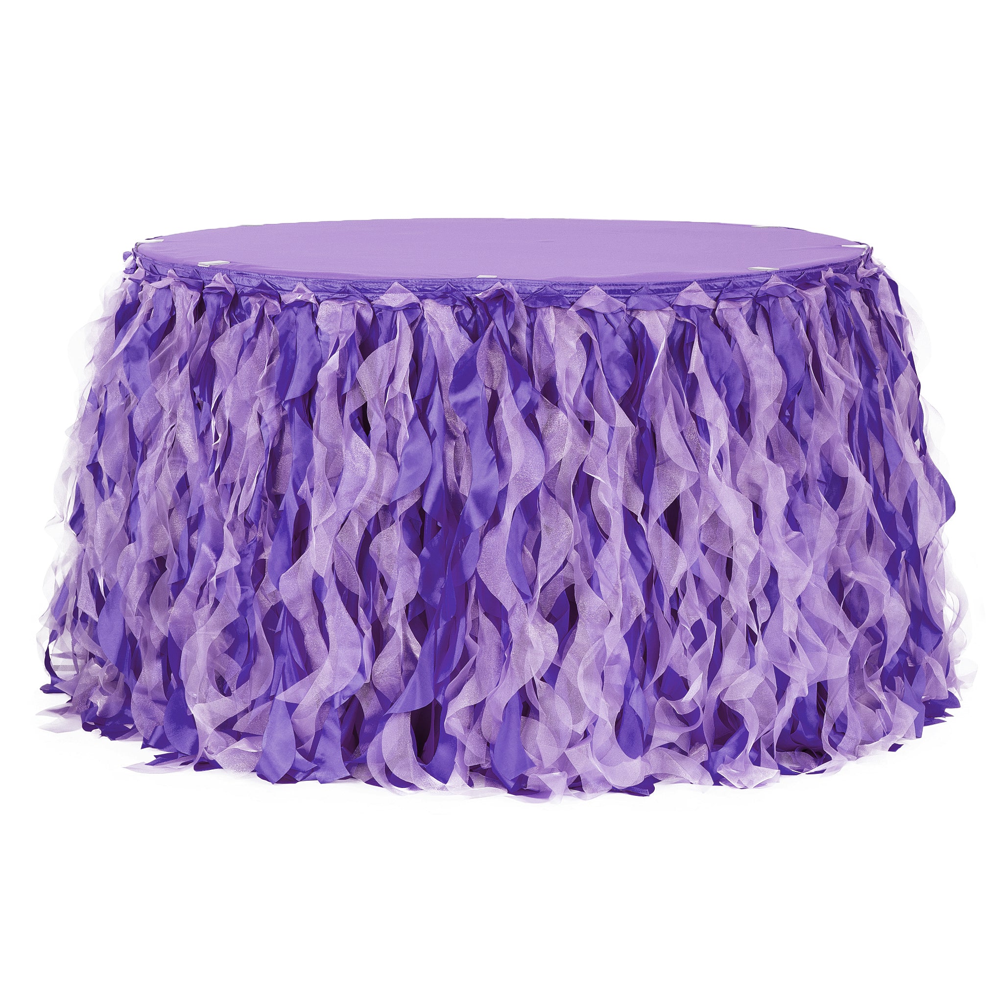 Curly Willow 17ft Table Skirt – Purple | Rental