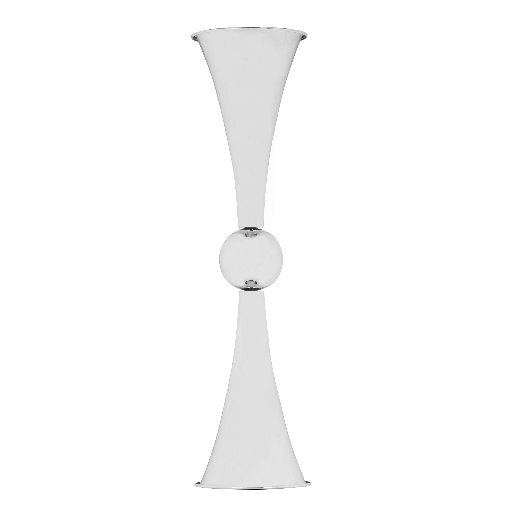 Metallic Reversible Riser Flower Centerpiece Vase 28″ Tall – Silver | Rental