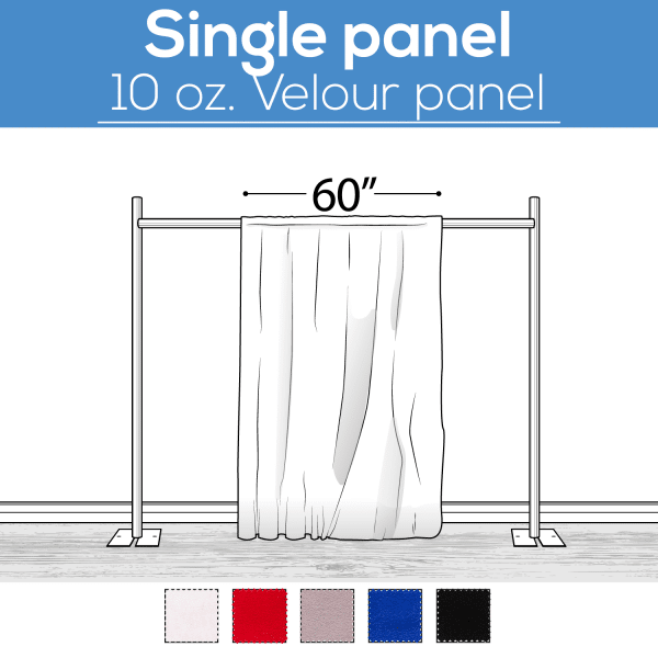 10 oz. Inherently Fire Retardant Polyester Velour – Sewn Drape Panel 60″ Wide w/ 4″ Rod Pockets – 15ft | Rental