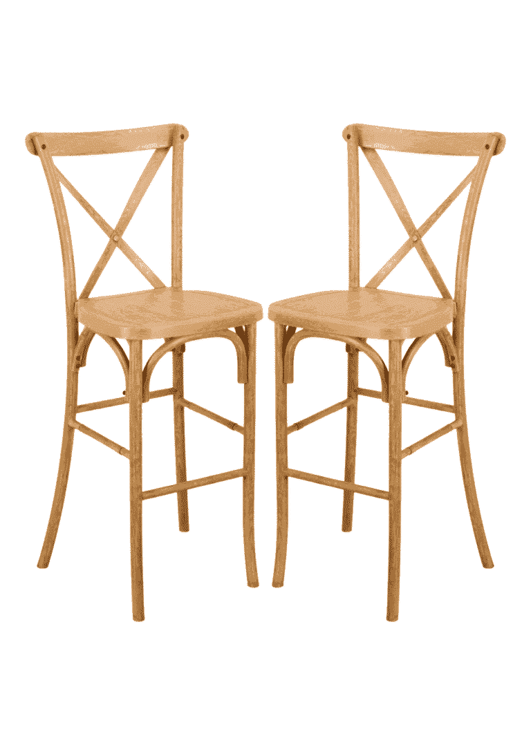 Natural Resin Steel Skeleton™ Cross Back Barstool – 2 Pack – Some Assembly Required | Rental Natural Resin Steel Skeleton™ Cross Back Barstool – 2 Pack – Some Assembly Required | Rental