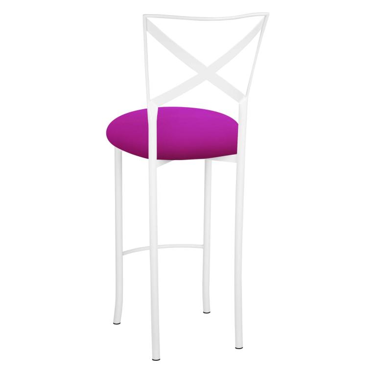 Simply X White Barstool with Magenta Stretch Knit Cushion – Chameleon Chair Collection | Rental