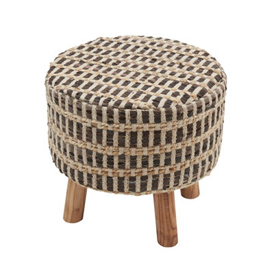 ST1250 Leather And Jute Woven Stool | Rental ST1250 Leather And Jute Woven Stool | Rental