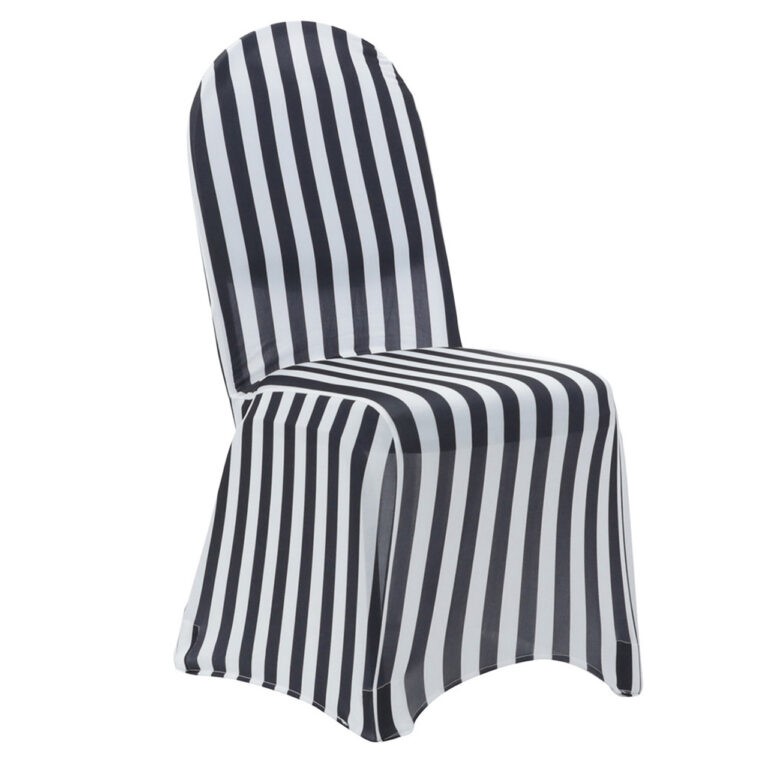 Stretch Spandex Banquet Chair Cover Black and White Striped | Rental