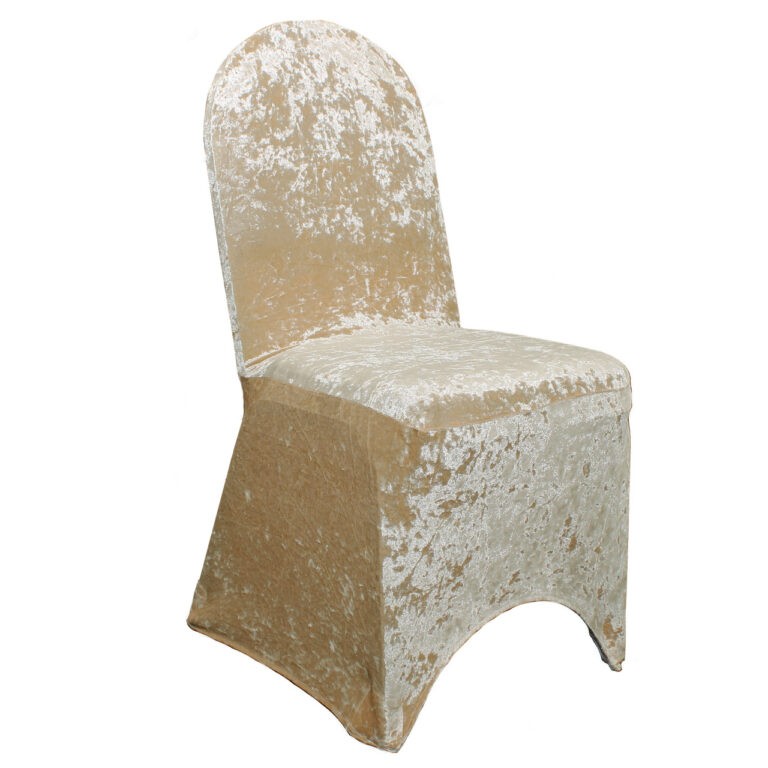 Velvet Spandex Banquet Chair Cover Champagne | Rental Velvet Spandex Banquet Chair Cover Champagne | Rental