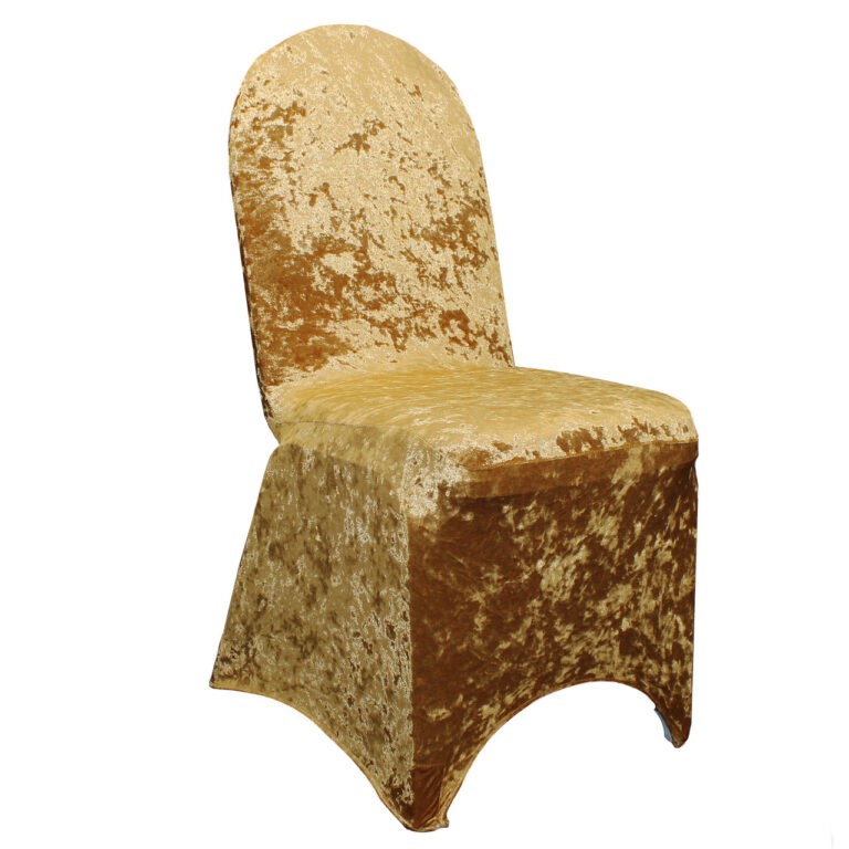 Velvet Spandex Banquet Chair Cover Gold | Rental Velvet Spandex Banquet Chair Cover Gold | Rental